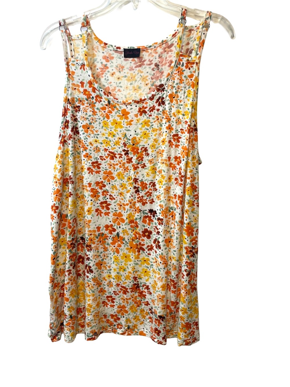 Shiela Rose - Sleeveless Floral Tank Top in Orange & Yellow